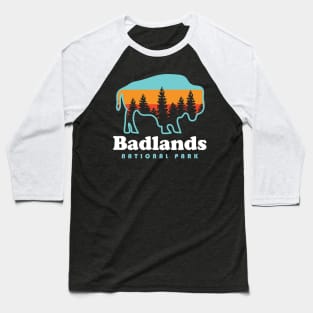 Badlands National Park Bison Retro South Dakota Baseball T-Shirt